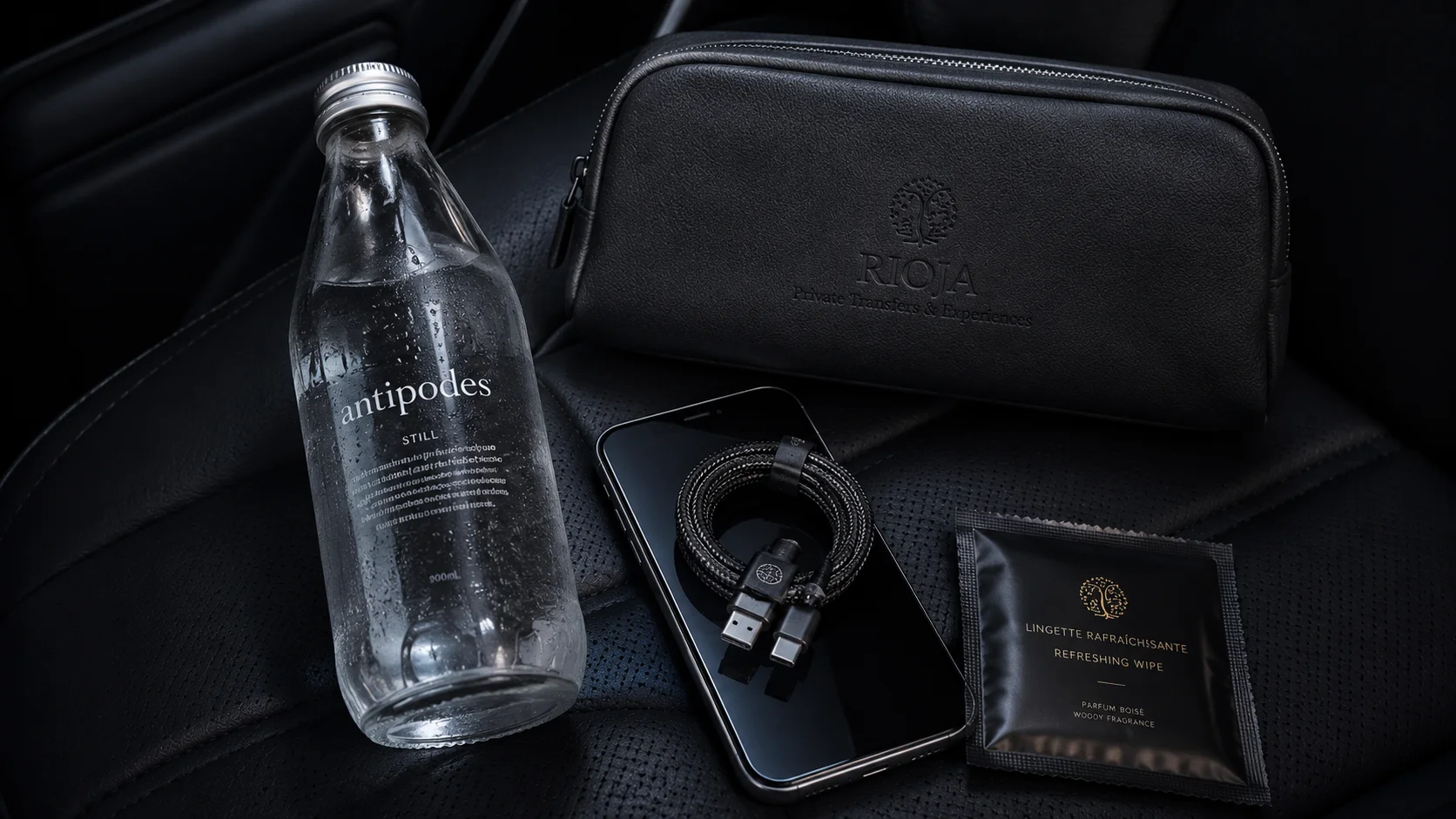 Interior VTC premium Rioja Executive — WiFi, agua y confort en Logroño