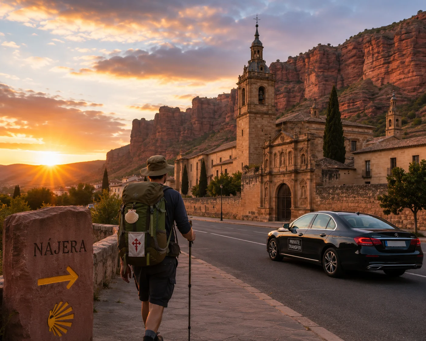Peregrinos en el Camino de Santiago a su paso por Nájera, La Rioja