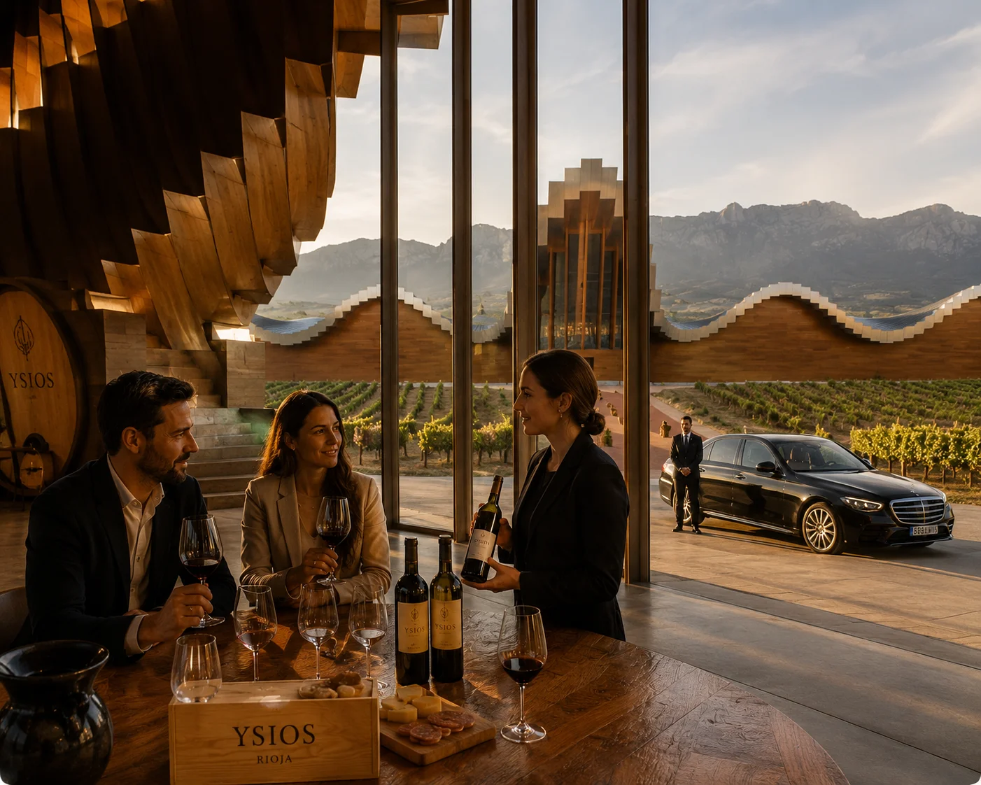 Visita bodegas Laguardia con chófer privado — pueblo medieval Rioja Alavesa — Rioja Transfer