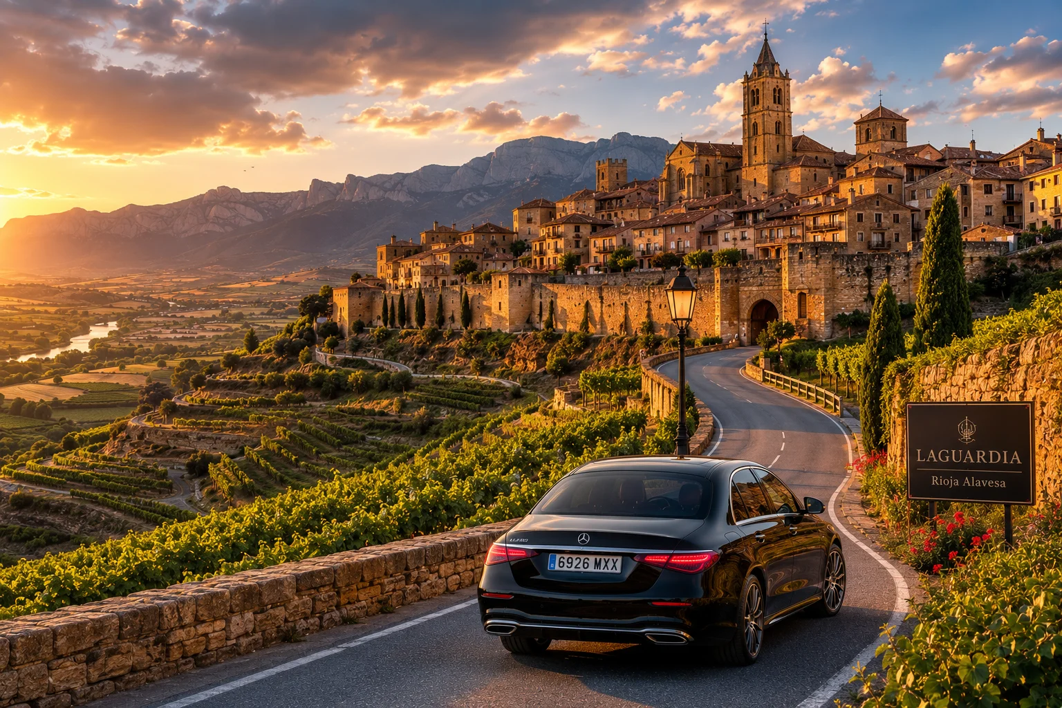 Visita Laguardia con chófer privado — pueblo medieval viñedos Rioja Alavesa — Rioja Transfer