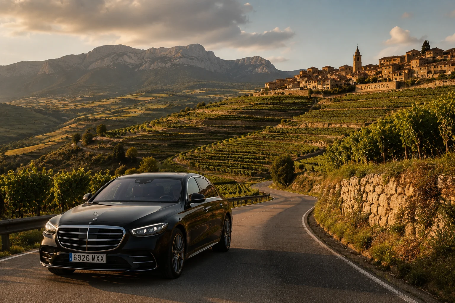 Ruta bodegas Rioja Alavesa con conductor privado — Laguardia viñedos Ebro — Rioja Transfer
